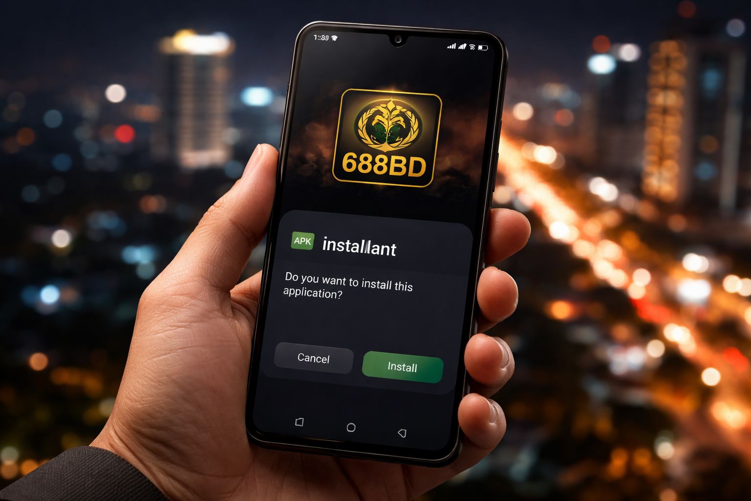 Android ডিভাইসের স্ক্রিনে 688BD APK ফাইল ইনস্টলেশন